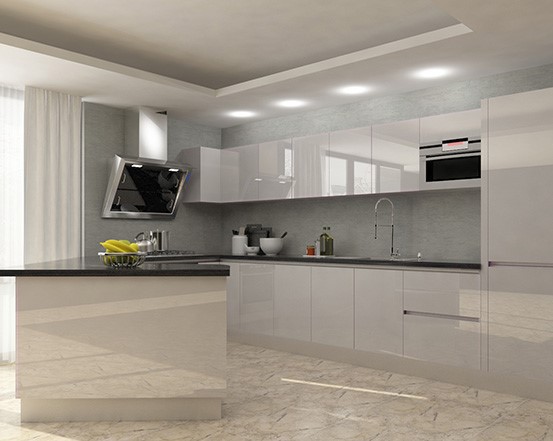 The Kingdom of Bahrain project white lacquered kitchen cabinet