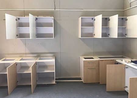 economical wood grain kitchen cabinet