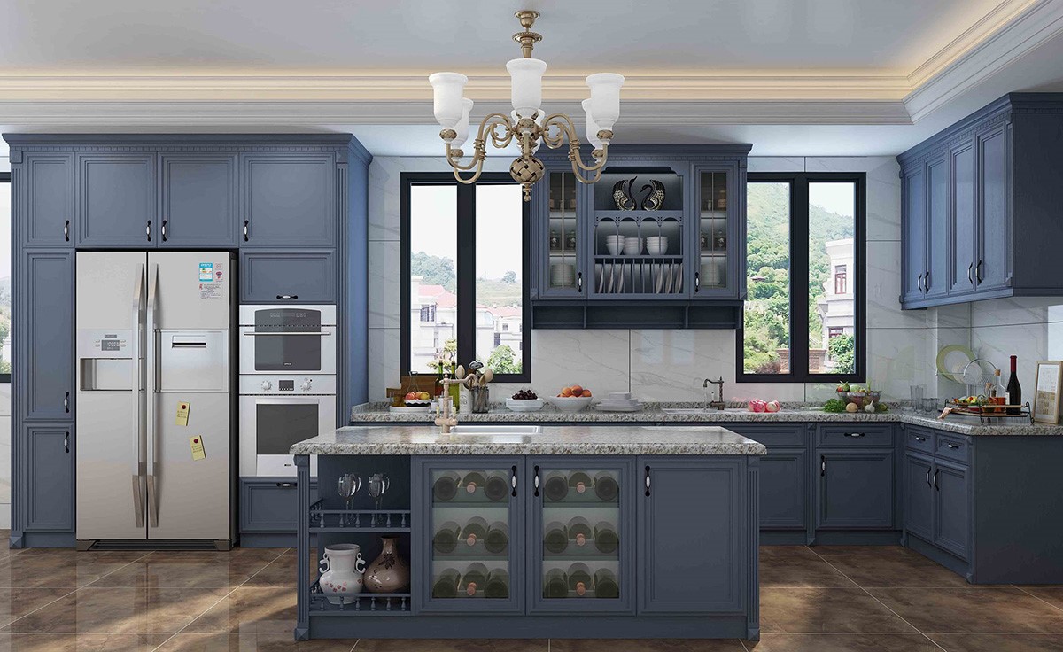 Blue Shaker Kitchen Cabinet