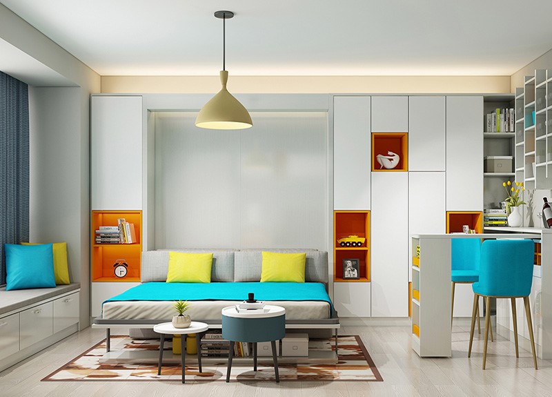 livingroombedroom modern young man high gloss cabinet