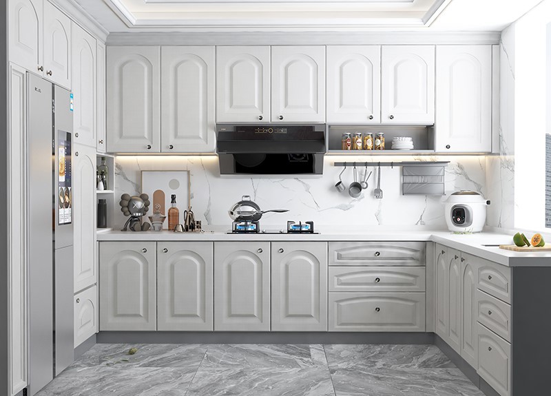 White Membrane Kitchen Cabinet-1