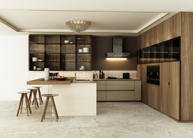 Modern Veneer Melamine Kitchen Cabinet