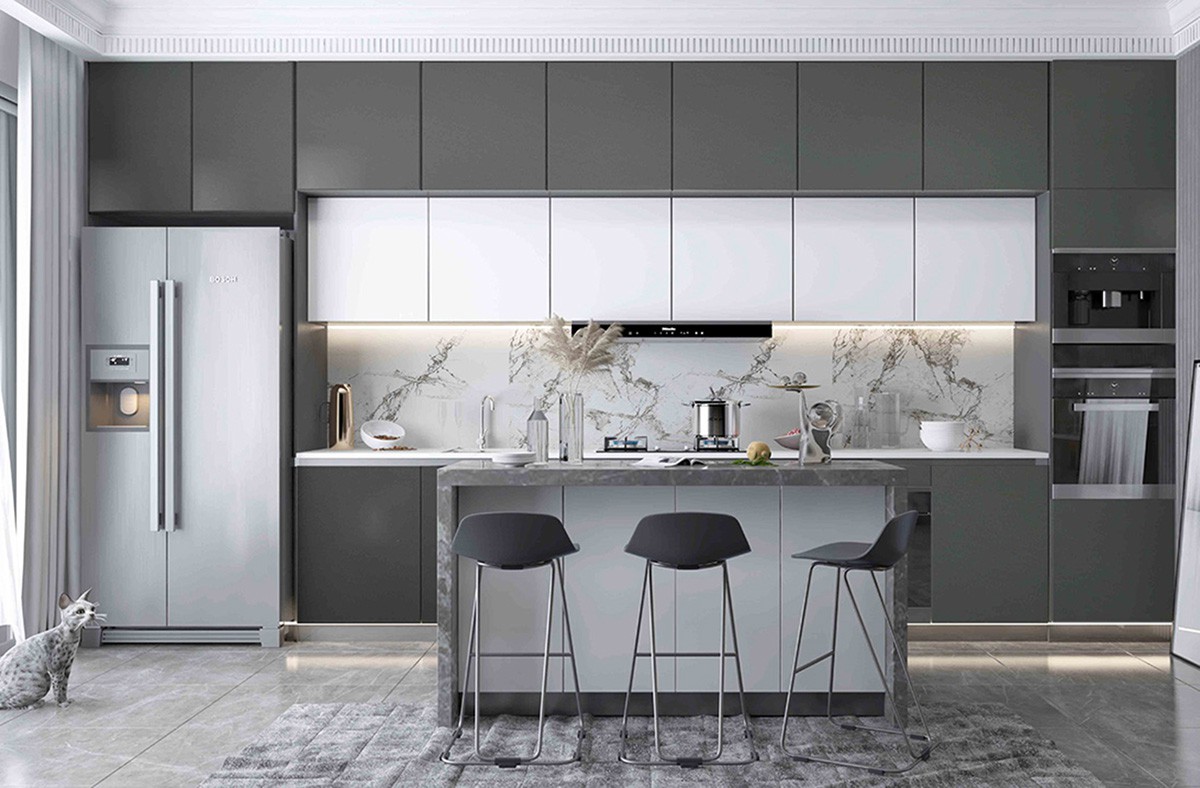 PET frameless kitchen cabinet