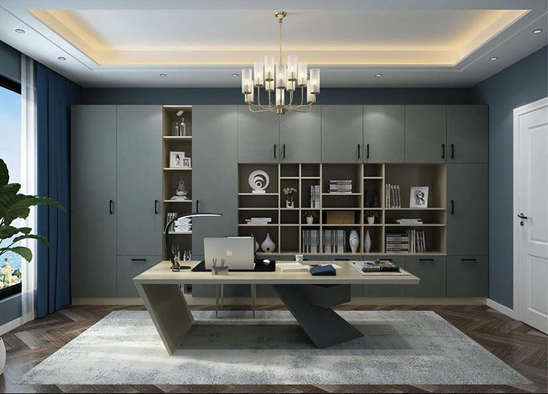 stylish study room office bookcase