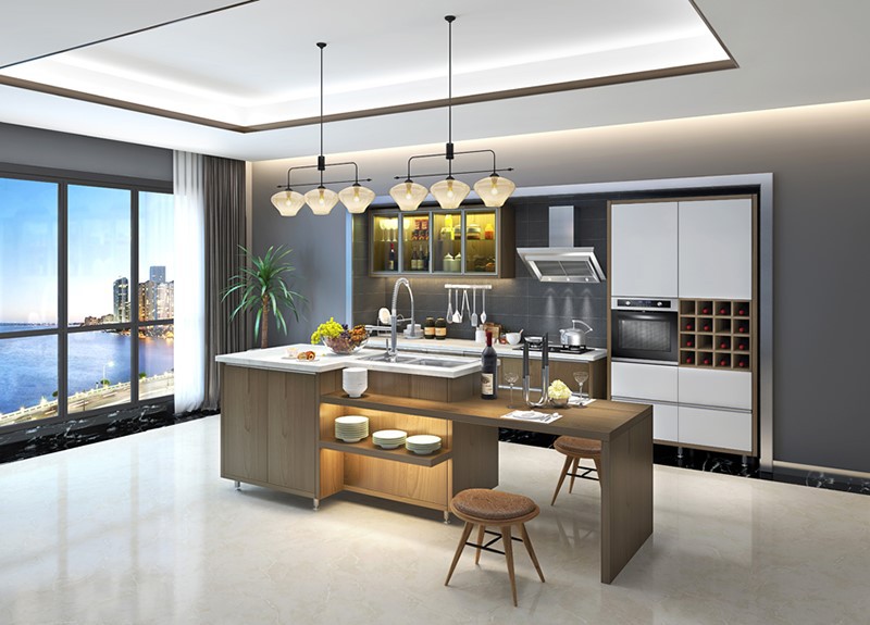melamine wood grain kitchen cabinet wholesale