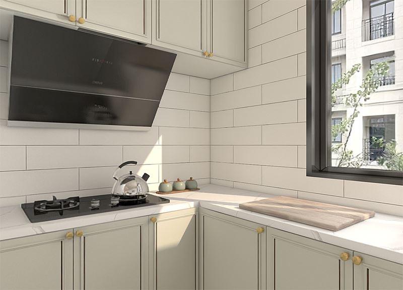 Beige PVC Kitchen Cabinets