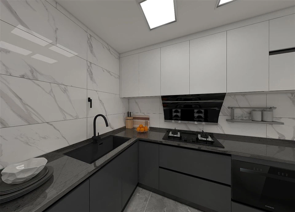 Grey Modular Kitchen Cabinets