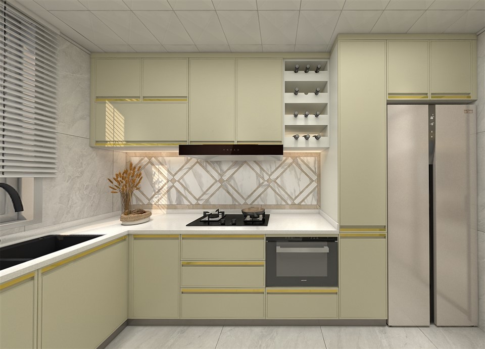 L Shaped Modular Kitchen Cabinets