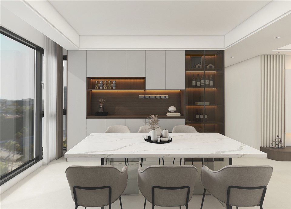Matt Grey Dining Room Cabinets