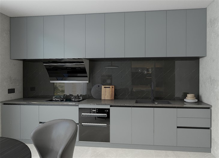Grey Minimalist Kitchen Cabinets