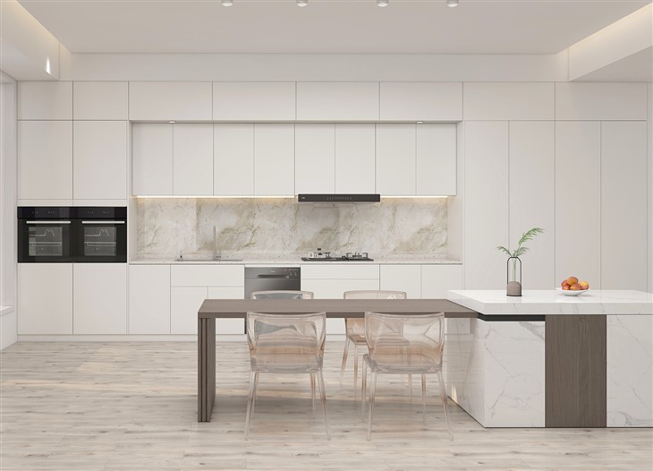 White PET Kitchen Cabinets
