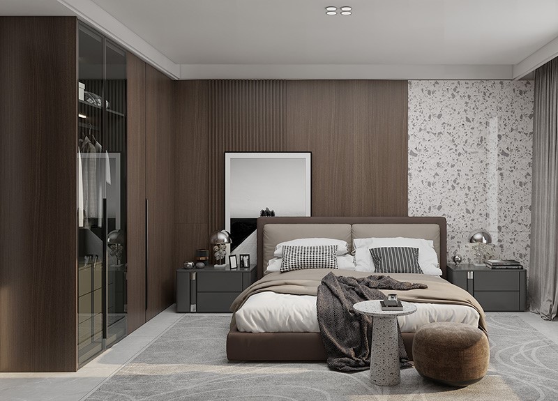 Glass Door Wooden Wardrobe