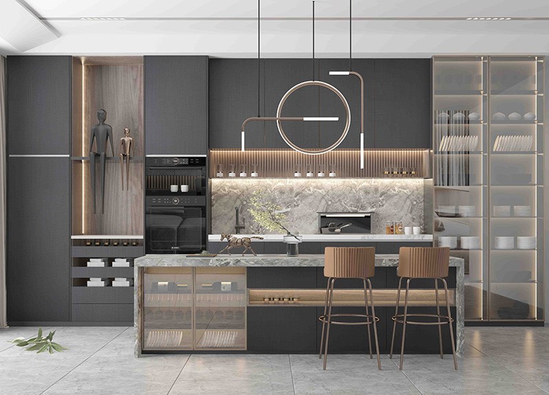fabric texture kitchen cabinet