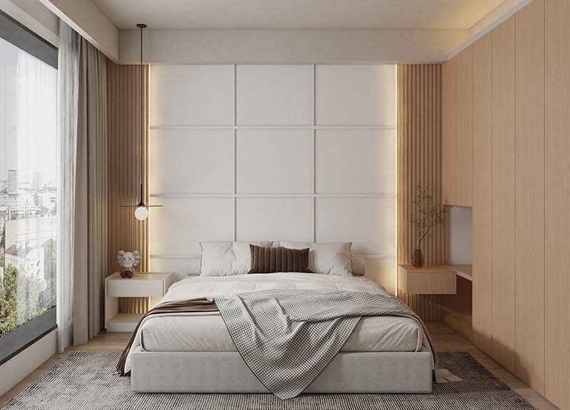light wood grain bedroom