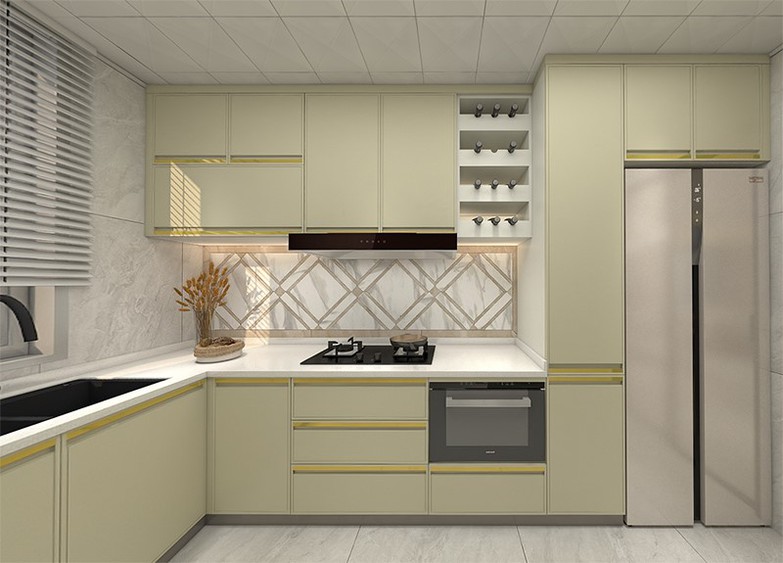 L-shaped Modular Kitchen Cabinets