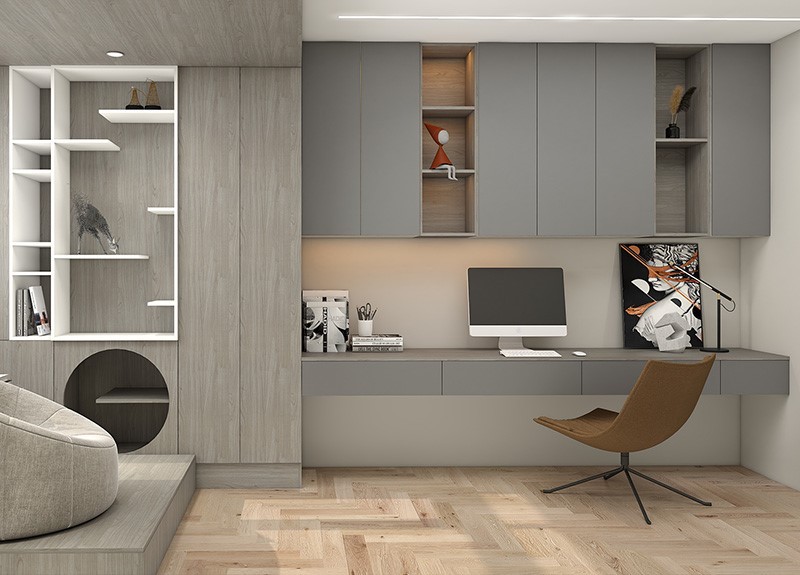 Grey Home Office Cabinets