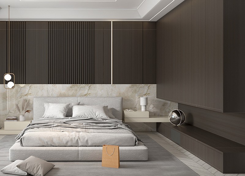 Dark Walnut Modern Wardrobe