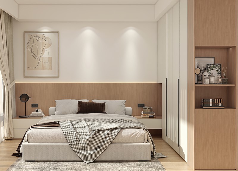 Wooden Minimalist Bedroom Wardrobe