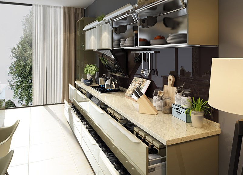 Lacquer Modular Kitchen Cabinets