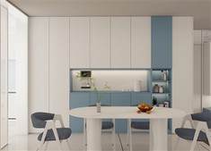 Blue One Wall Kitchen Cabinets