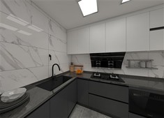 Grey Modular Kitchen Cabinets