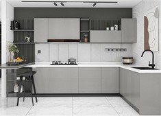 Grey PET Kitchen Cabinets