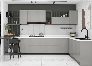 Grey PET Kitchen Cabinets