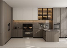 Modern Walnut Kitchen Cabinets