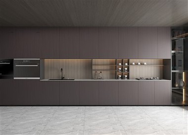 Stylish Wood Grain Kitchen Cabinets