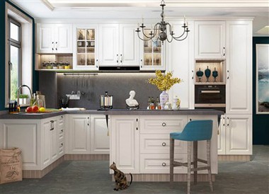 White PVC Membrane Kitchen Cabinet