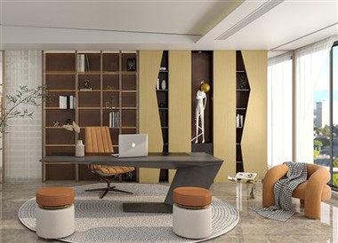 Wood Grain Home Office Cabinets