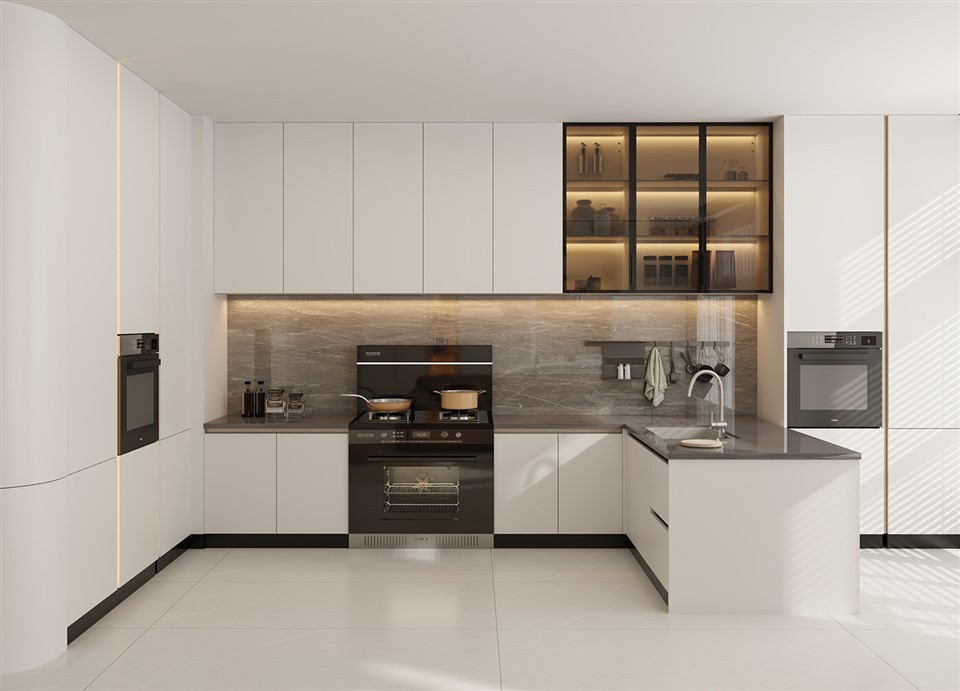 White Contemporary Kitchen Cabinets