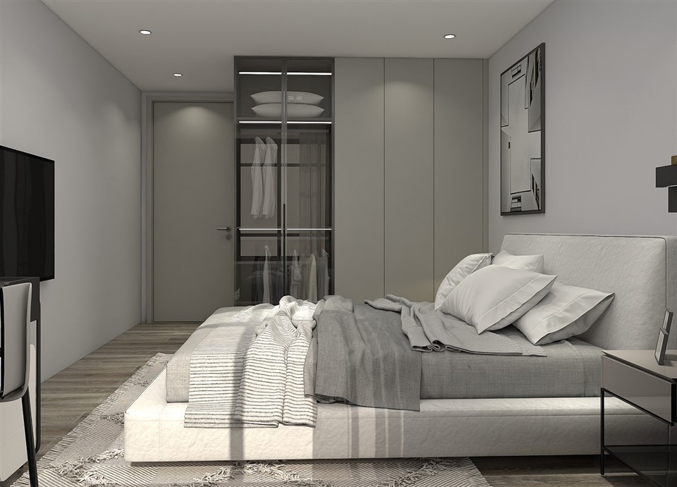 Wooden Glass Bedroom Wardrobe