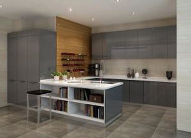 Grey High Gloss Kitchen Cabinets