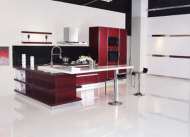 Red Lacquer Kitchen Cabinets