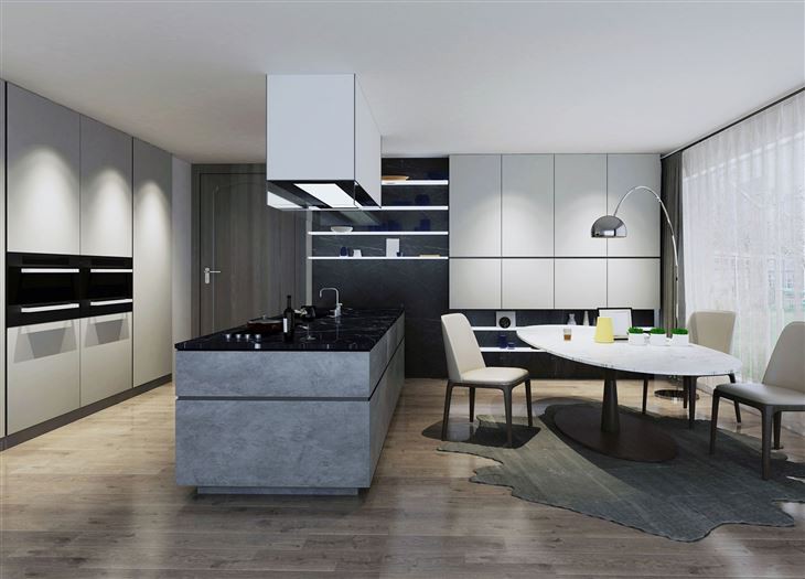 Modern Grey Melamine Kitchen Cabinets