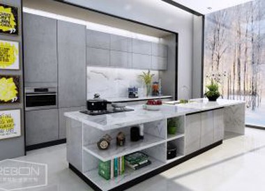 Grey Stained Kitchen Cabinets
