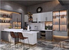 Grey PVC Kitchen Cabinet