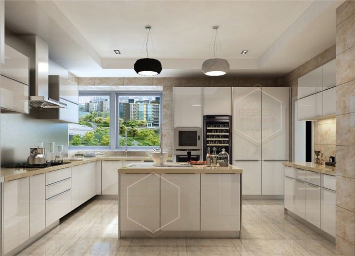 White Acrylic Kitchen Cabinet