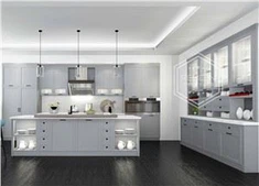 Gray Solid Wood Kitchen Cabinets