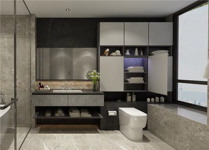 Floating Gray Bathroom Vanity