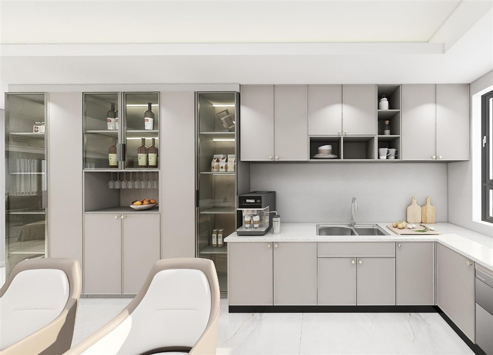 Beige Thermofoil Kitchen Cabinets