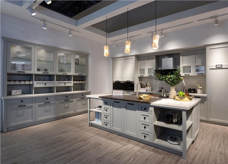 Grey Solid Wood Kitchen Cabinet