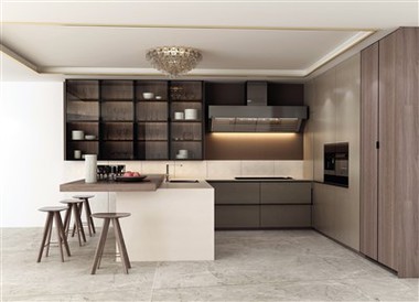 Custom Modern Grain Kitchen Cabinet