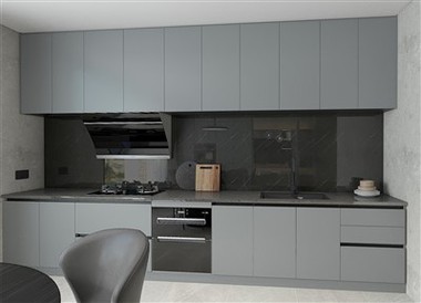 Grey Minimalist Kitchen Cabinets