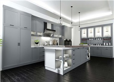 Grey Solid Wood Kitchen Cabinet