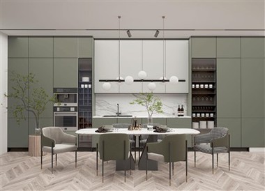 Modern Green Kitchen Cupboards