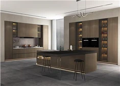 Wood Grain PET Kitchen Cabinet